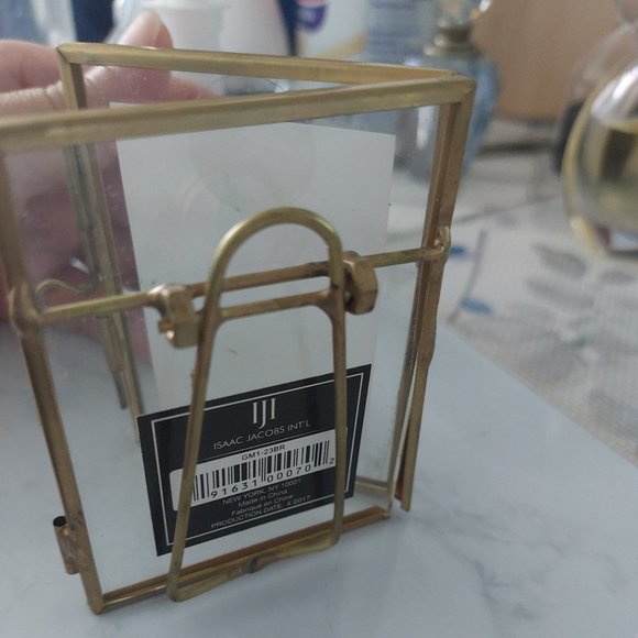 Isaac Jacobs Super Cute Vintage Feel Gold Trim Rusty Mini Photo Frame Stand - Picture 6 of 6